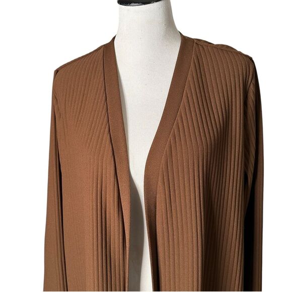 Marc New York Andrew Marc Open Front Kimono Duster Pleated Brown Women Size XL - Picture 5 of 13